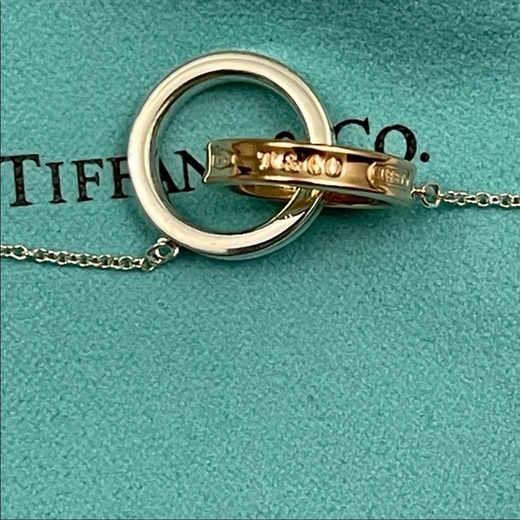 ❤️SOLD❤️✨HP✨TIFFANY & Co 925 SS & Rubedo Metal 1837 Circles Necklace 16” - Picture 4 of 12